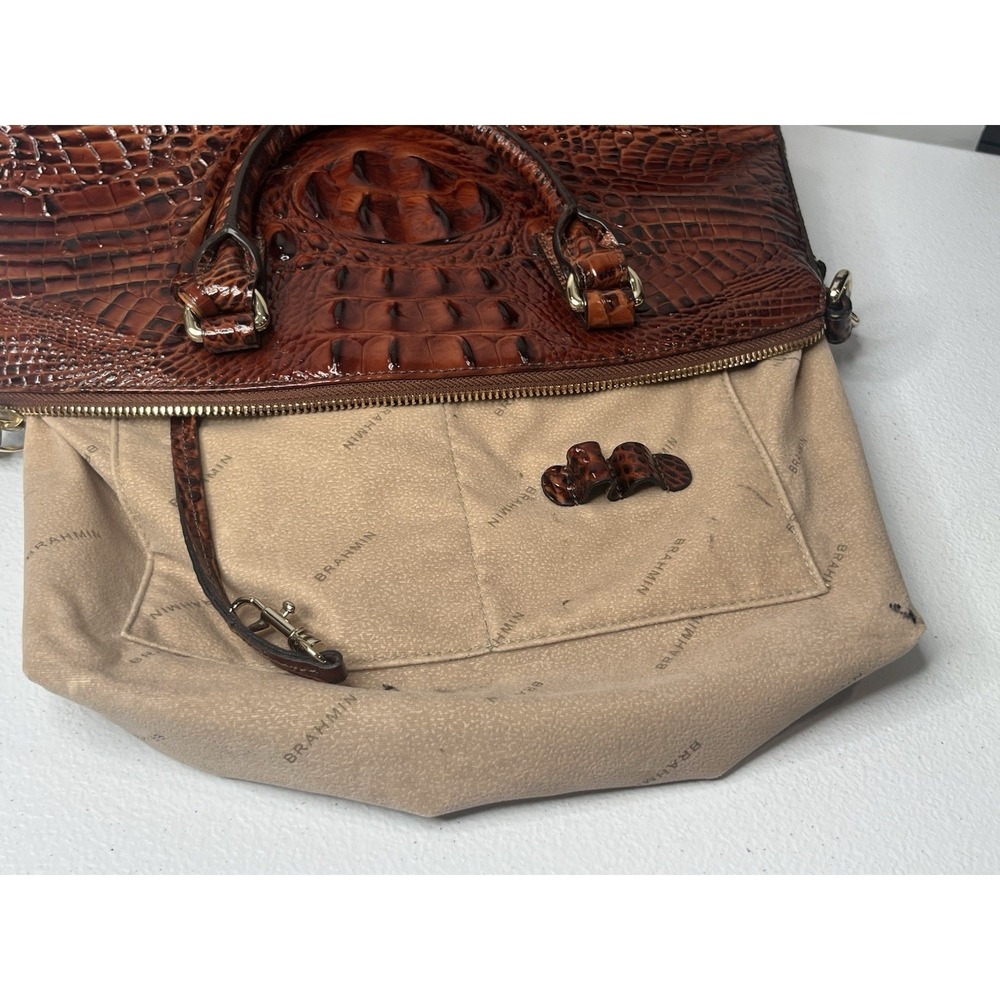 Brahmin Duxbury Satchel Pecan Melbourne Handbag Purse With Strap - Picture 12 of 16